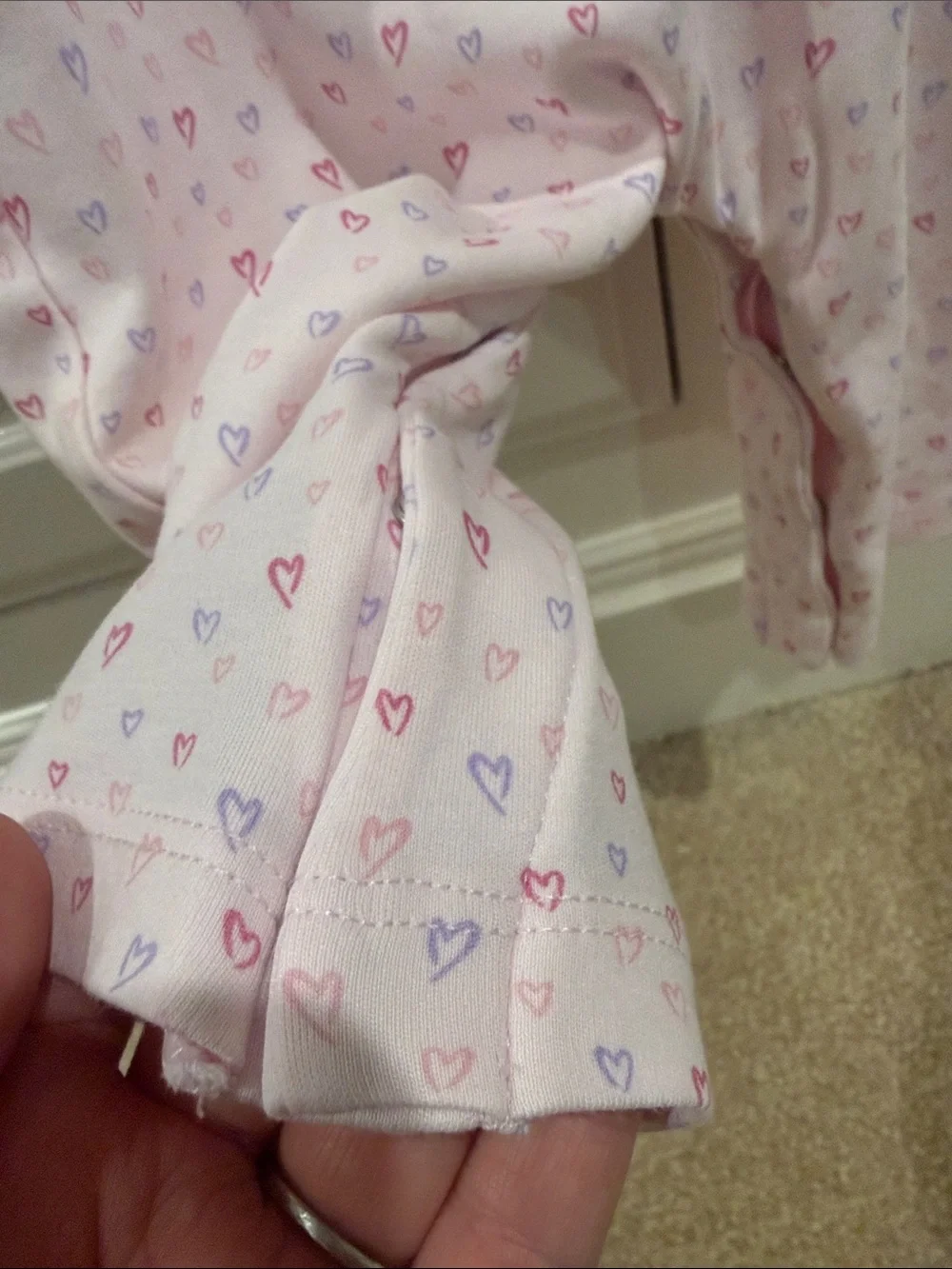 Kissy Kissy Light Pink Heart-Print Ruffle Romper